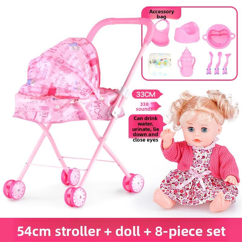 Children's Trolley Toy with Doll Doll Little Girl Simulation Play House Baby Baby
