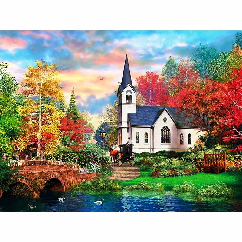 New 5D DIY Diamond Painting Scenic Lodge Diamond Embroidery Scenery Cross Stitch Full Round Drill Home Decor Manual Gift