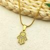 Evil Eye Fatima Hand Pendant Necklace For Women Girls Stainless Steel Gold Color Rhinestone Turkish Chain Jewelry Gifts Collar
