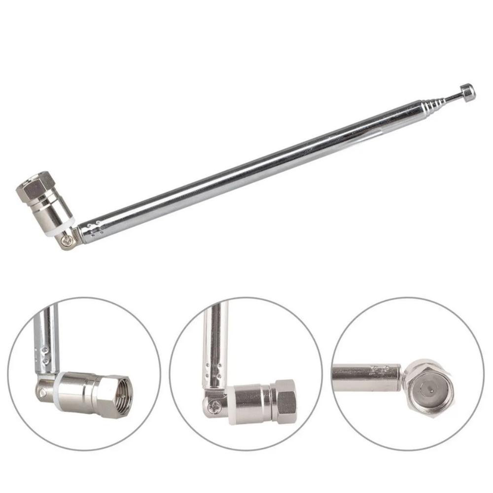 New F Type Telescopic Aerial Antenna 75 Ohm with TV / 3.5 Adapter For FM Radio