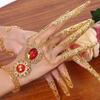 1 pair Gold Color Golden Finger Bracelet Antique Style Belly Dance Bracelet  Wedding