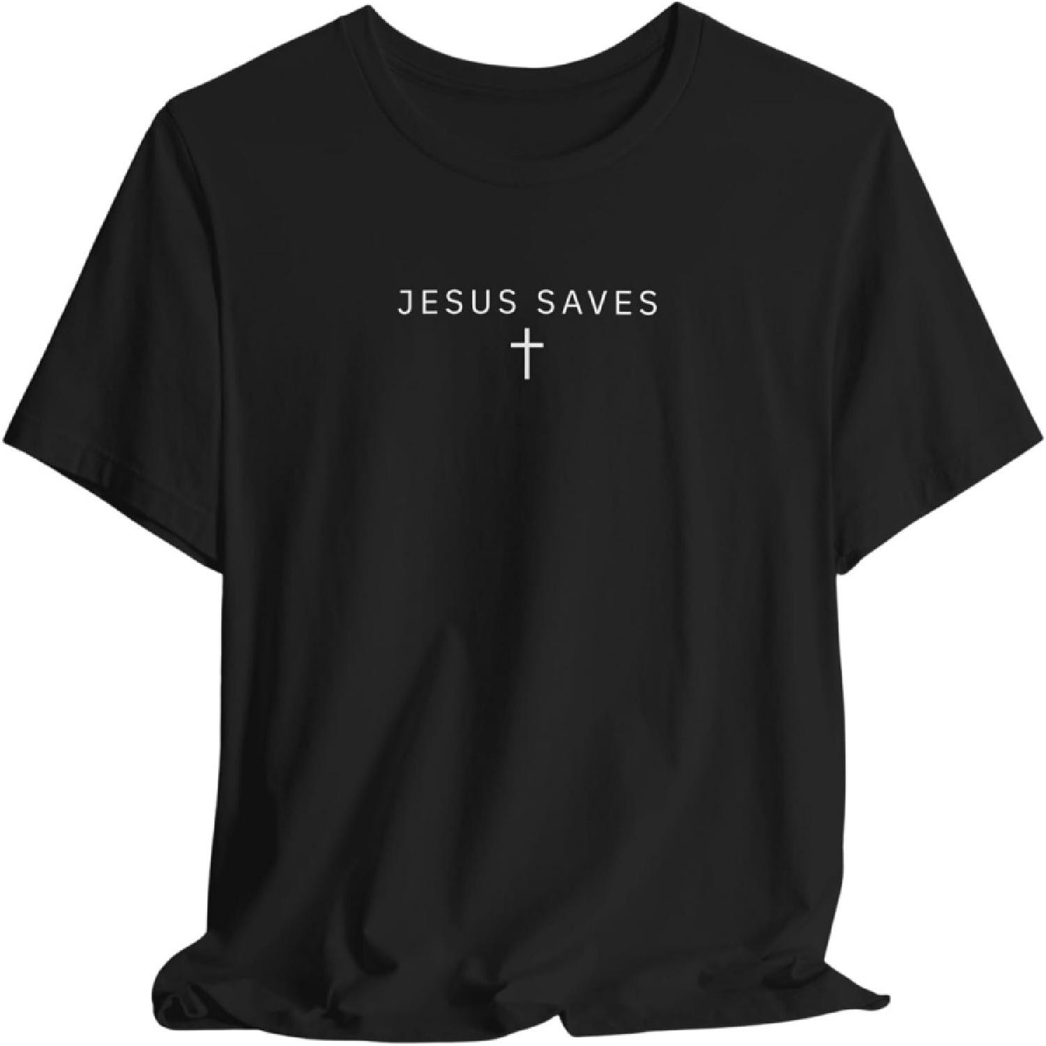 

Jesus Saves Christian T-Shirt _ Minimalist Faith Tee with Cross Design _ Religious Gift for Men & Women XXXXXL чорний
