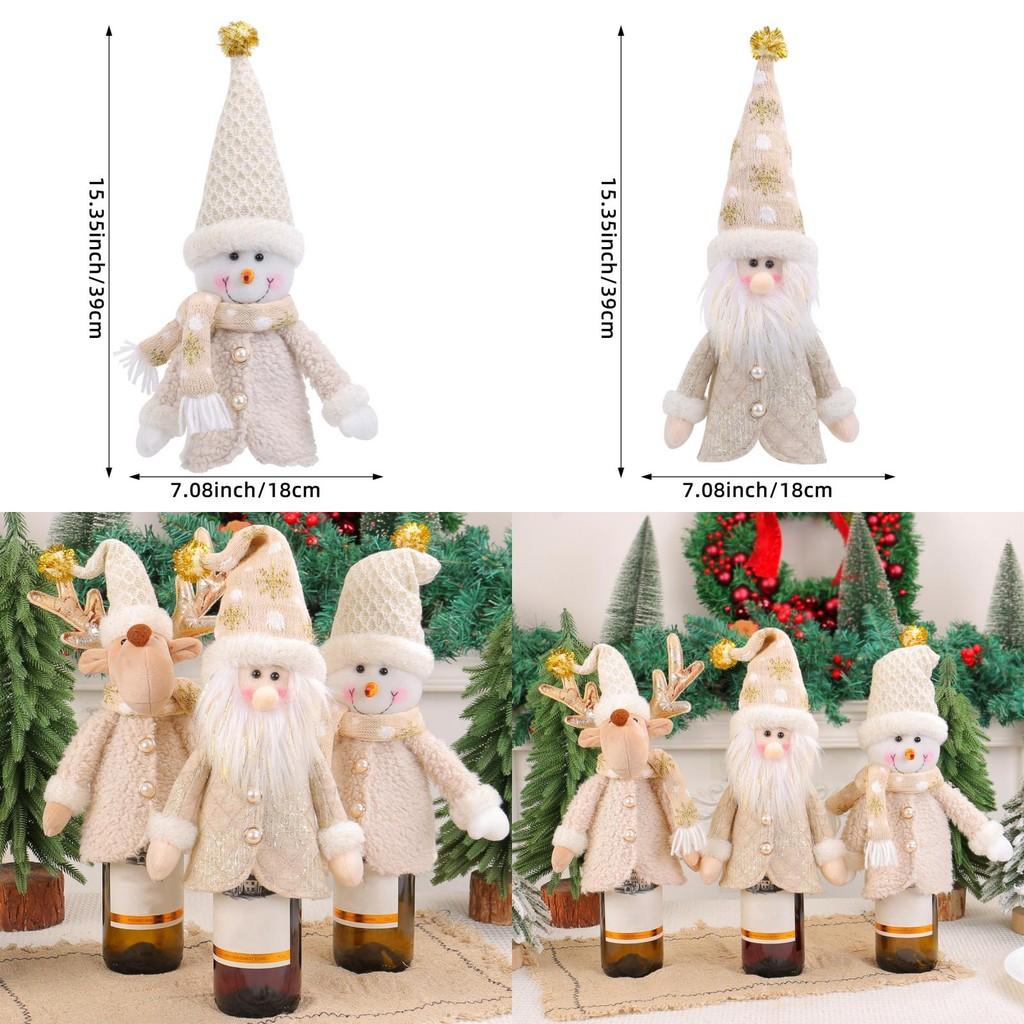 Christmas Santa Claus Snowman Deer Bottle Cover With Plush Foam Material For Holiday Table Decor