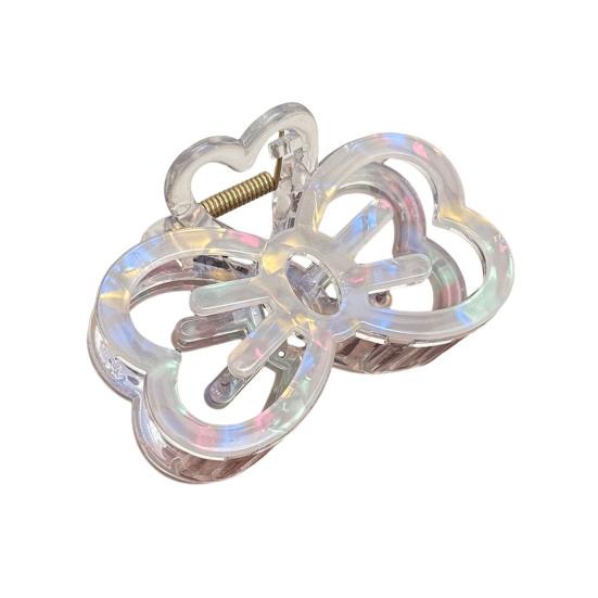 

Hair Claw Hollow Bow Shape Colorful Transparent Texture Stable Grip Shark Clip Bun Half-Tied Hair Accessories