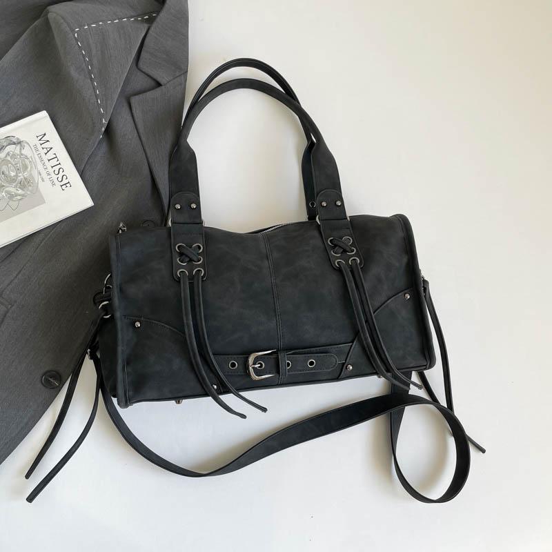 Suede Tote Bag Women's Fashion Shoulder Bag with Lace Up Detail and Adjustable Crossbody Strap