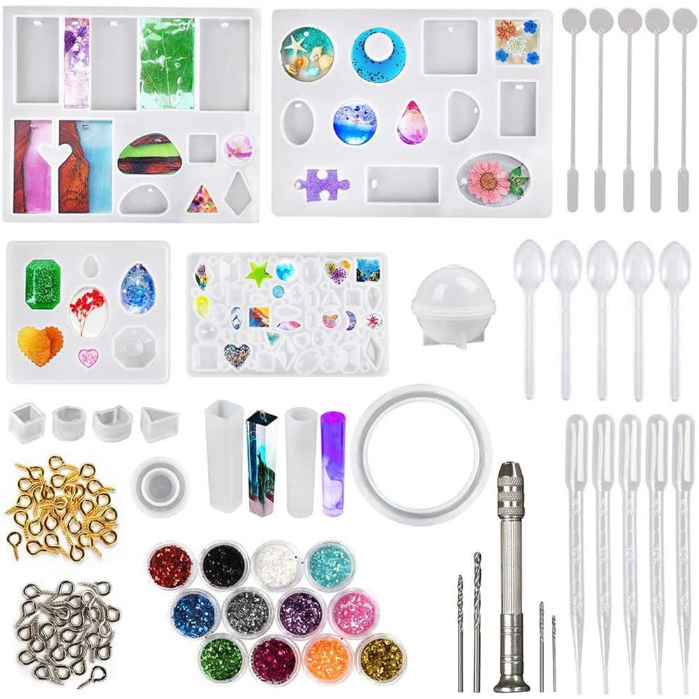 141 Pieces Handmade Diy Crystal Drip Glue Tool Set Bracelet Pendant Earrings Jewelry Silicone Mold Jewelry Set