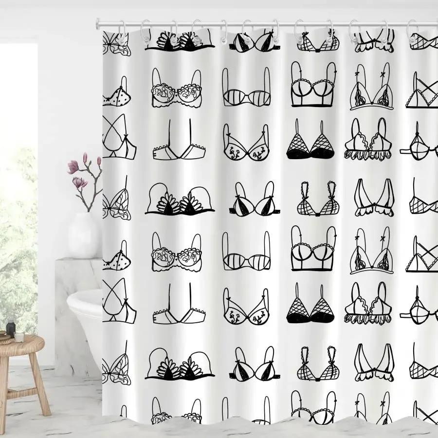 Sexy Boobs Shower Curtain Boob Feminine Feminist Seamless Breast Pattern Bathroom Curtains Polyester Bathroom Screen with Hooks