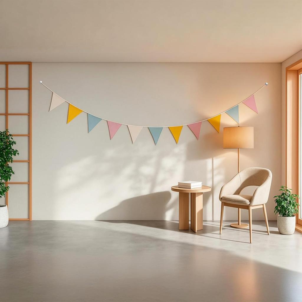 Pennant Banners Triangles Bunting Flag Fabric Garland Organic Cottons Bunting for Nursery Decor Birthday Boho Wedding Shower Party Event