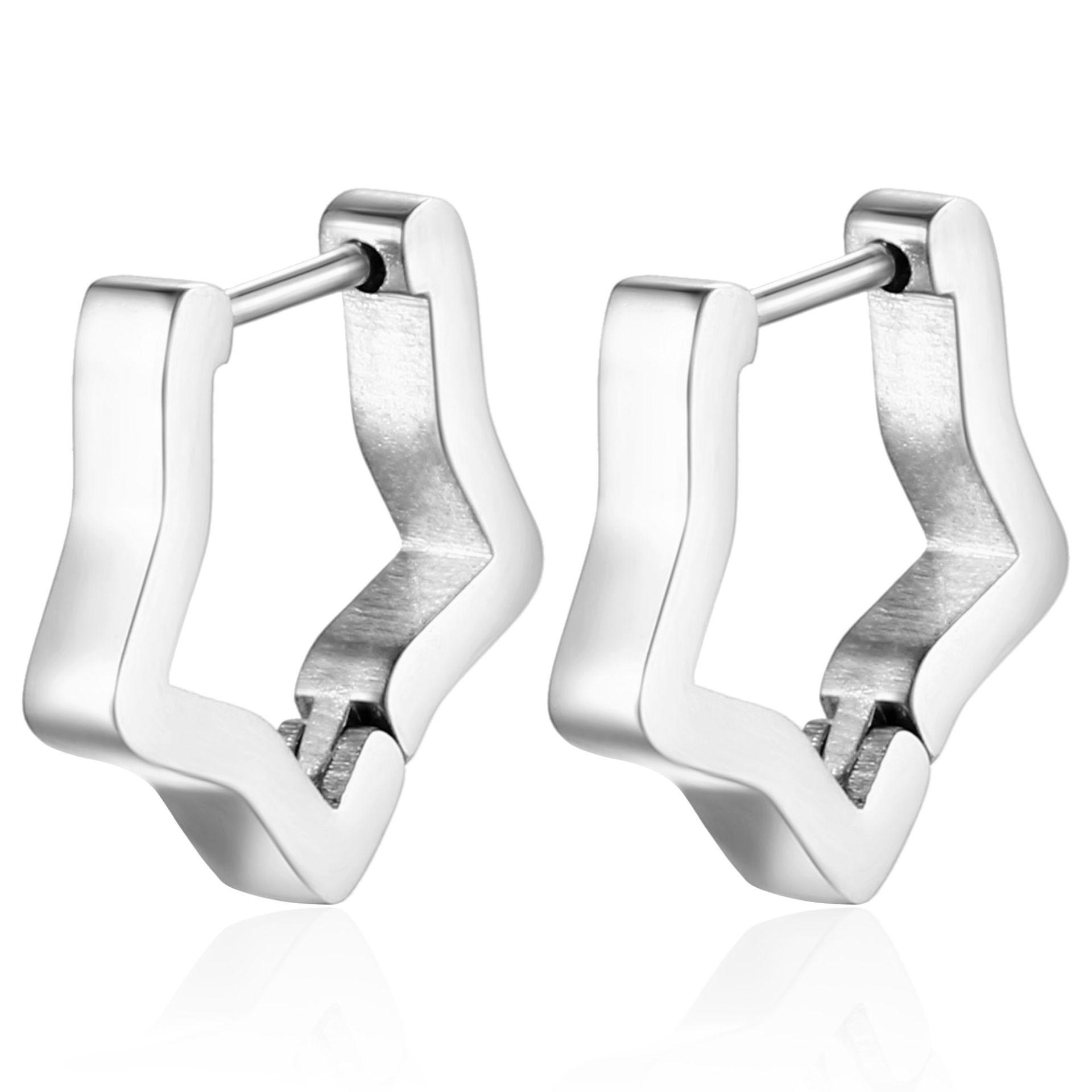 

Серьги-пряжки Wind Pentagram из нержавеющей стали, простые, унисекс, из титановой стали, геометрические