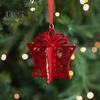 Christmas Ornaments Red Flocking Candy Cane Reindeer Bow Snowflake Hanging Decoration for Tree Home Decor