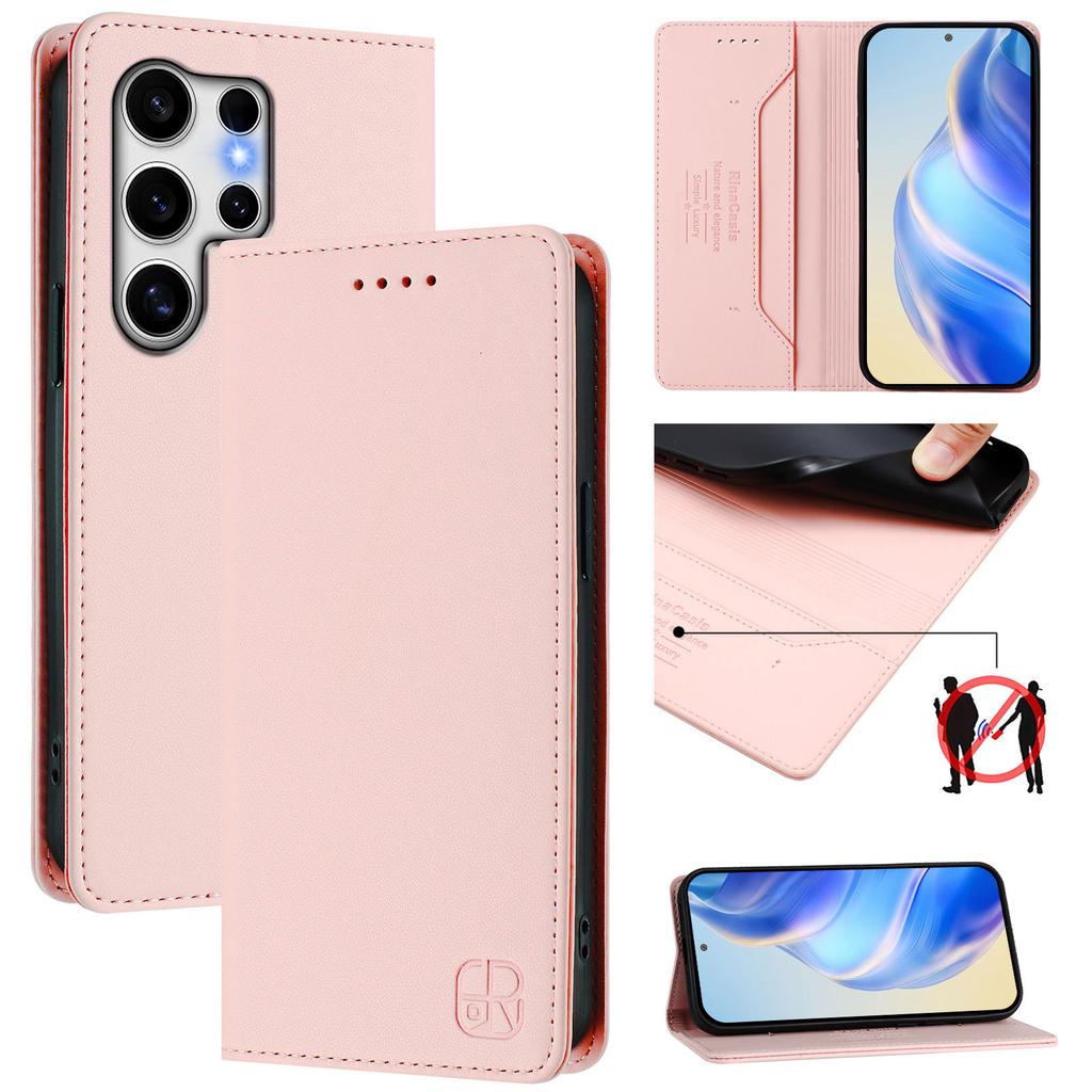 Suitable for Samsung S25/24 phone case, RFID anti-theft, card slot, strong magnetic attraction, flip cover leather case