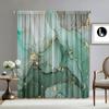 2PC Home Decoration Curtains With Green Marble Background And Pole Pocket Curtains, Kitchen, Coffee Shop, Living Room, Balcony