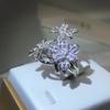 Silver High Quality Pear Shape Branch Flower Zircon Ring Women's Fashion Flower Diamond Big Ring Party Birthday Gift