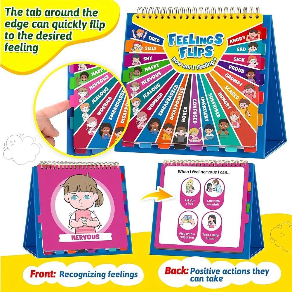 Early Educational Feelings and Emotions Book Montessori Reading Flip Book Kindergarten