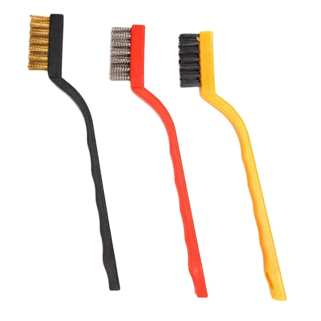 3 Pieces Wire Brush Set Mini Wire Brush Copper Wire Bursh Complete Cleaning Kit for Home Cleaning Welding Slag Paint Rust