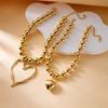 Adjustable Big Heart Pendant Necklace Exaggerated Double-layer Choker Chain Jewelry  Party Wear