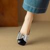 Krazing Pot Cow Skin Summer Size 40 Med Heels Crystal Butterfly-knot Decoration Square Toe Diamond Heels Gladiator Pumps