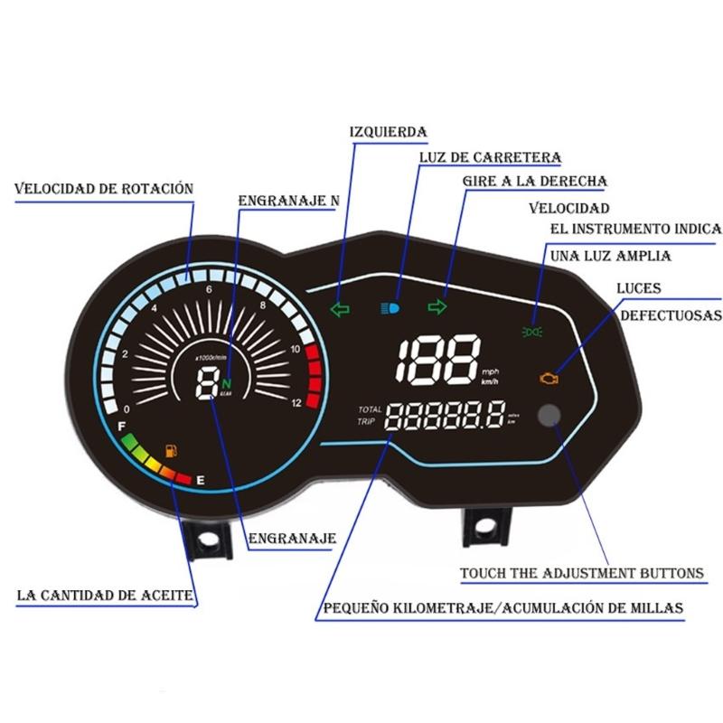Waterproof Motorcycle Dashboard Odometer Speed Cluster Tachometer with Large LCD Digital Screen for ltalika 150sz 170z