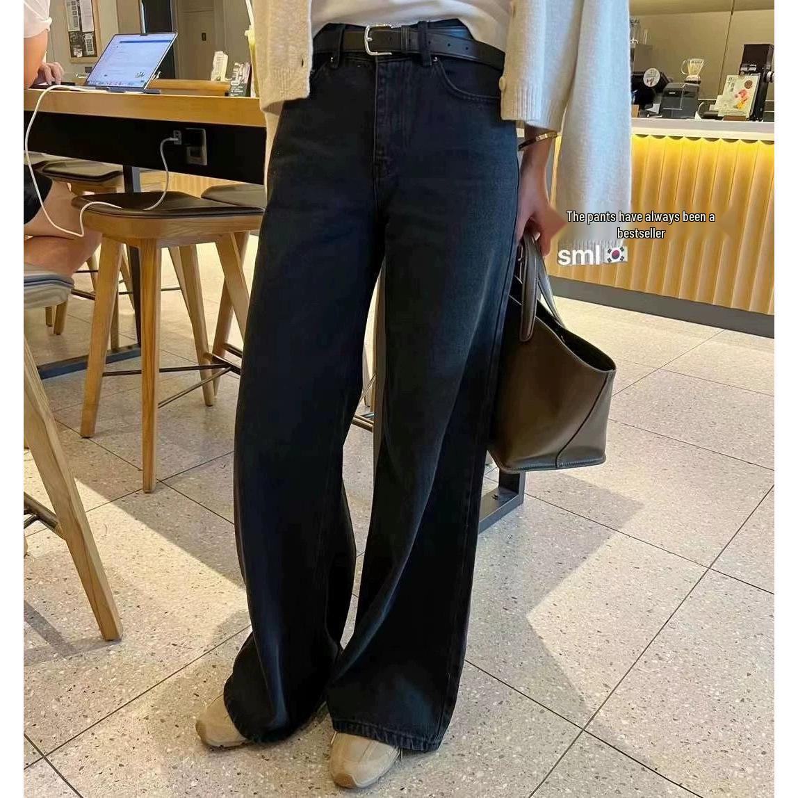 2026 Spring Korean High-Waist Wide-Leg Casual Jeans S