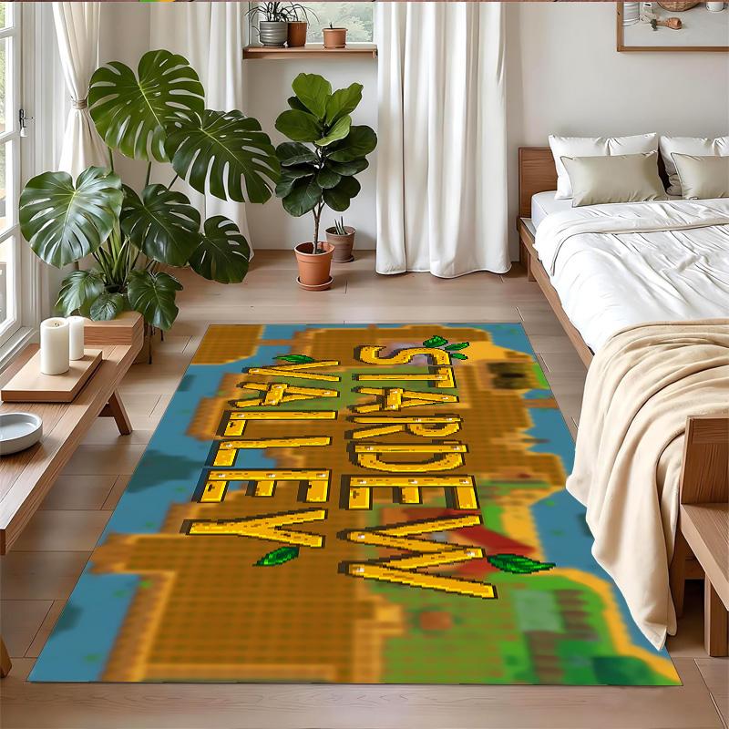 Anti‑Slip Crystal Velvet Floor Rug, Stardew Valley Design Carpet for Indoor Living Bedroom Home Decoration