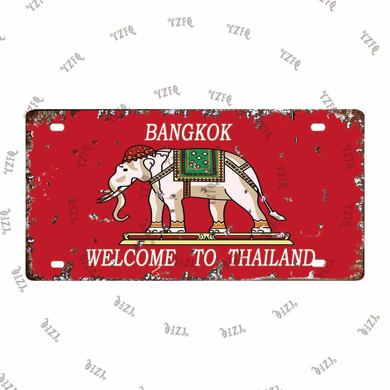 Thailand City Metal Sign Tin Poster 30X15CM Vintage Plate Tourist Souvenirs Wall Bar Home Decor Gift Customizable DC-0314A