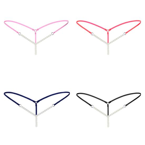 Women Sexy Faux Pearl String Massage  Underwear Briefs Thongs G-String Knickers