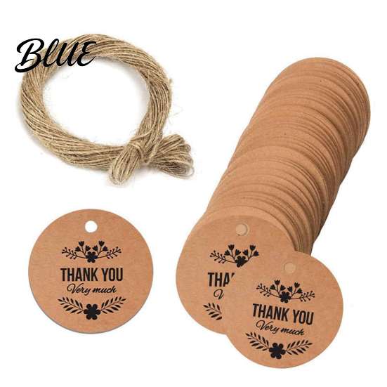 Rustic Wedding Favor Tags 100Pcs Paper Thank You with String, Round Gift Tags, Pre-Punched Hole Hanging for Party Favors and DIY Packaging Birthday
