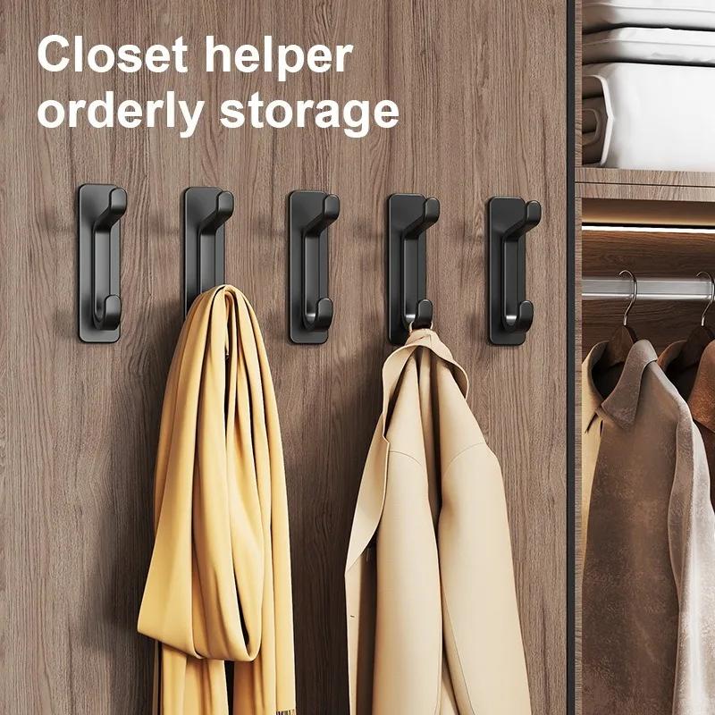 5PCS Heavy Duty Self-Adhesive Hooks, No Drilling Required-Strong Plastic Wall Hooks for Bathroom,Kitchen,Wardrobe & Door Storage