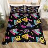 Psychedelische 3D Geometrische Bettbezug Mikrofaser Bunt Pop Art Queen Size Retro 80er Jahre Bettwäsche Set