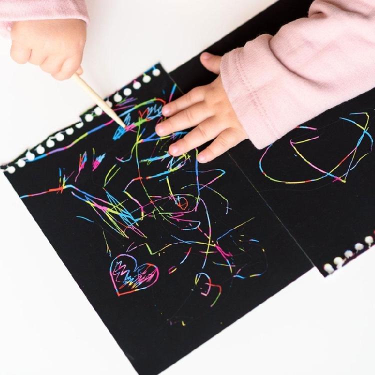 Portable Scratch Drawing Book Built in Colorful Pattern Twin Coil Binding Doodling Book for Children Adult Art Drawing