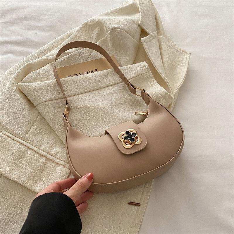 New Retro 2025 Bag Women's Fashion Versatile Texture Crescent Commuter Messenger Bag High-end Shoulder Armpit Bag