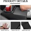Car Center Console Armrest Pillow, 14"×8.3" Leather Memory Foam Armrest Cushion with Cup Holder & Phone Holder, Waterproof Middle Console Cover Box
