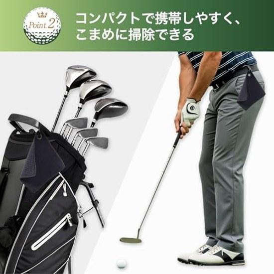 Golf ball wipe towel mini carabiner compatible balls clubs compact 5 pieces (black)