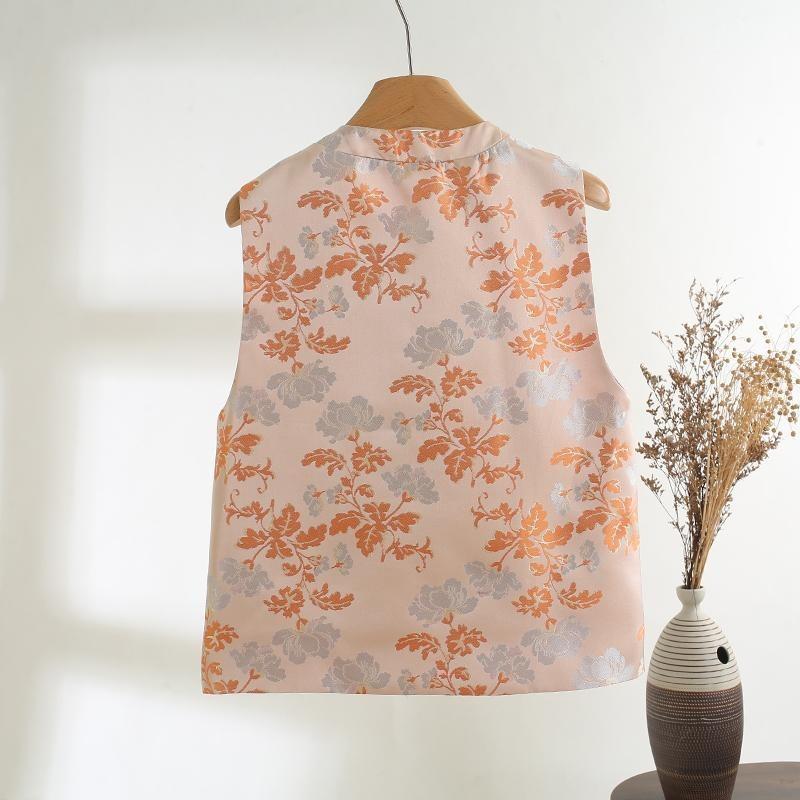 Weste 2025 neue High-End-Satin-Jacquard-Weste für Damen Jahres-Handgefertigte Schnallenweste