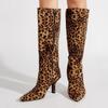 Fashion 2025 Autumn Winter Snake Pattern Patent Leather Women Knee-high Boots Elegant Pointed toe High heels Fashion Party Boots Shoes