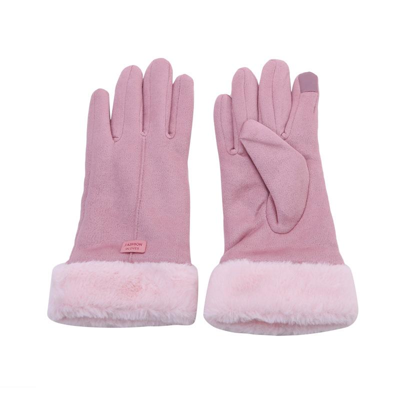 Women Winter Thick Plush Leather Gloves Fashion Winter Warm Skiing Outdoor Women Gloves Lady Elegant Casual Touch Screen Gloves