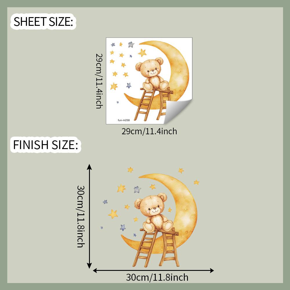 Cartoon Goodnight Bear Rabbit Stars Bathroom Toilet Toilet Stickers Home Beautification and Decoration Stickers
