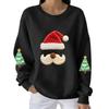 Ladies' Casual And Fashionable Round Neck Top With Christmas Print Hooded T-shirt Long Sleeved Sweatshirt