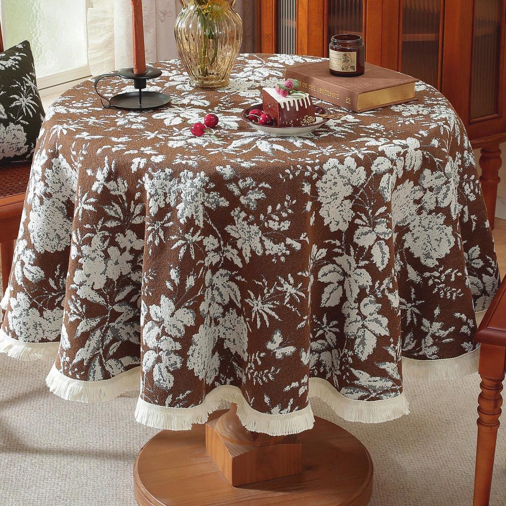 Tablecloth Round Tassel Tablecloth Thickened Fabric Plant Flower Decoration Supply