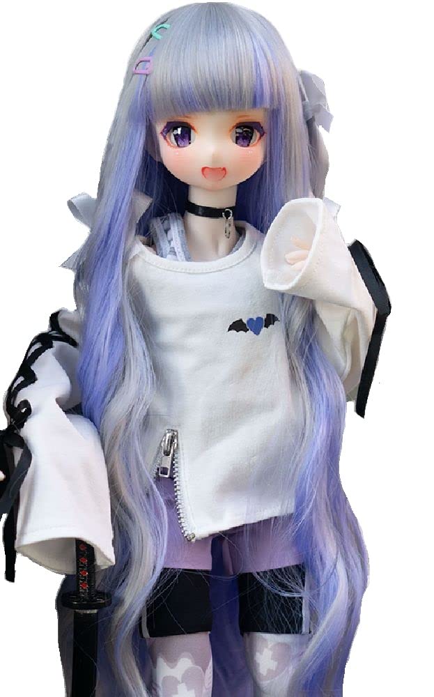 YR EARTH S378 Heat-Resistant Doll Wig, 8–9 Inch Gradient Long Hair for 1/3 BJD DD MDD (Lavender)