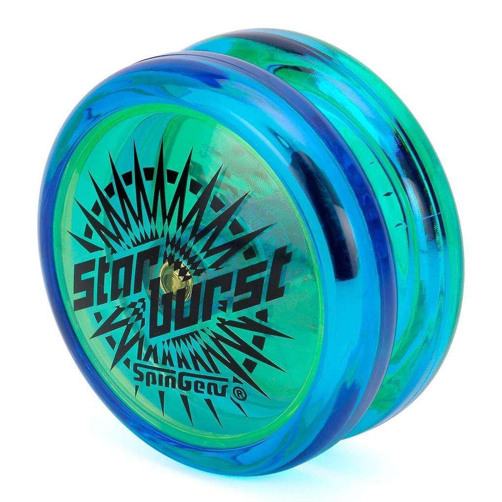 Spin Gear Starburst Yo-Yo: From Your First Loop-the-loop To Mastering Double-handed (Clear Blue Body X Yellow)