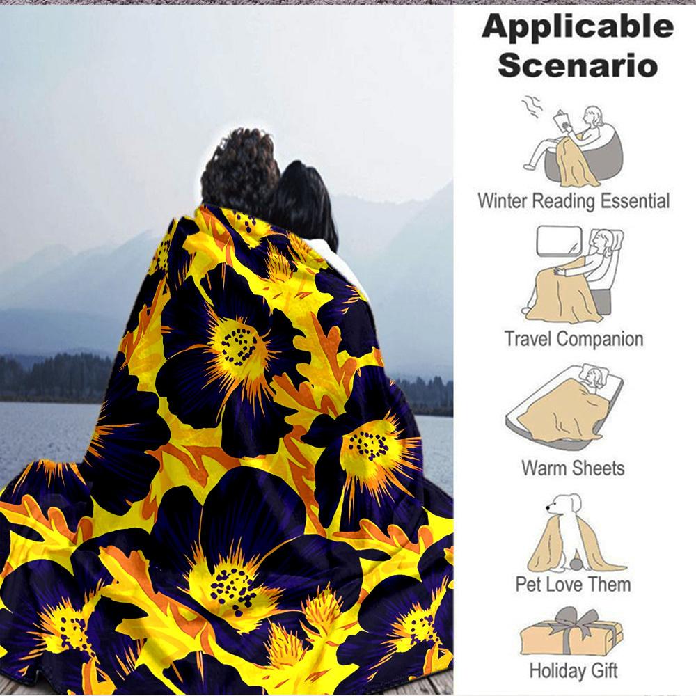 1pc Floral Pattern Blanket Warm, Cozy, And Soft, Suitable for Sofas, Beds, Cars, And Office Use.Perfect for Camping And Travel, Making It a Great Gift