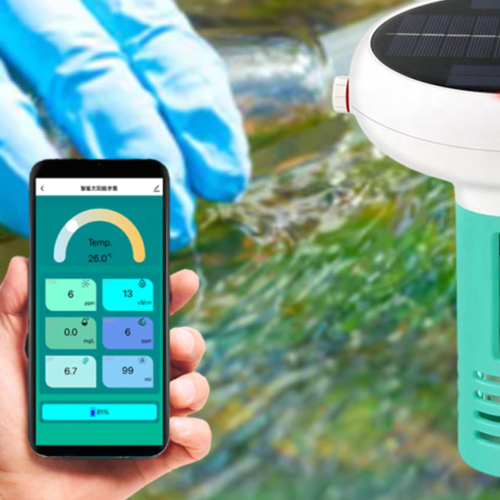 7In1 Water Tester Intelligent Chlorin Meter PH/ORP/EC/TDS/Temp/Salt/CL Test Meter Solar Powered Swimming Pool Aquarium PH Meter