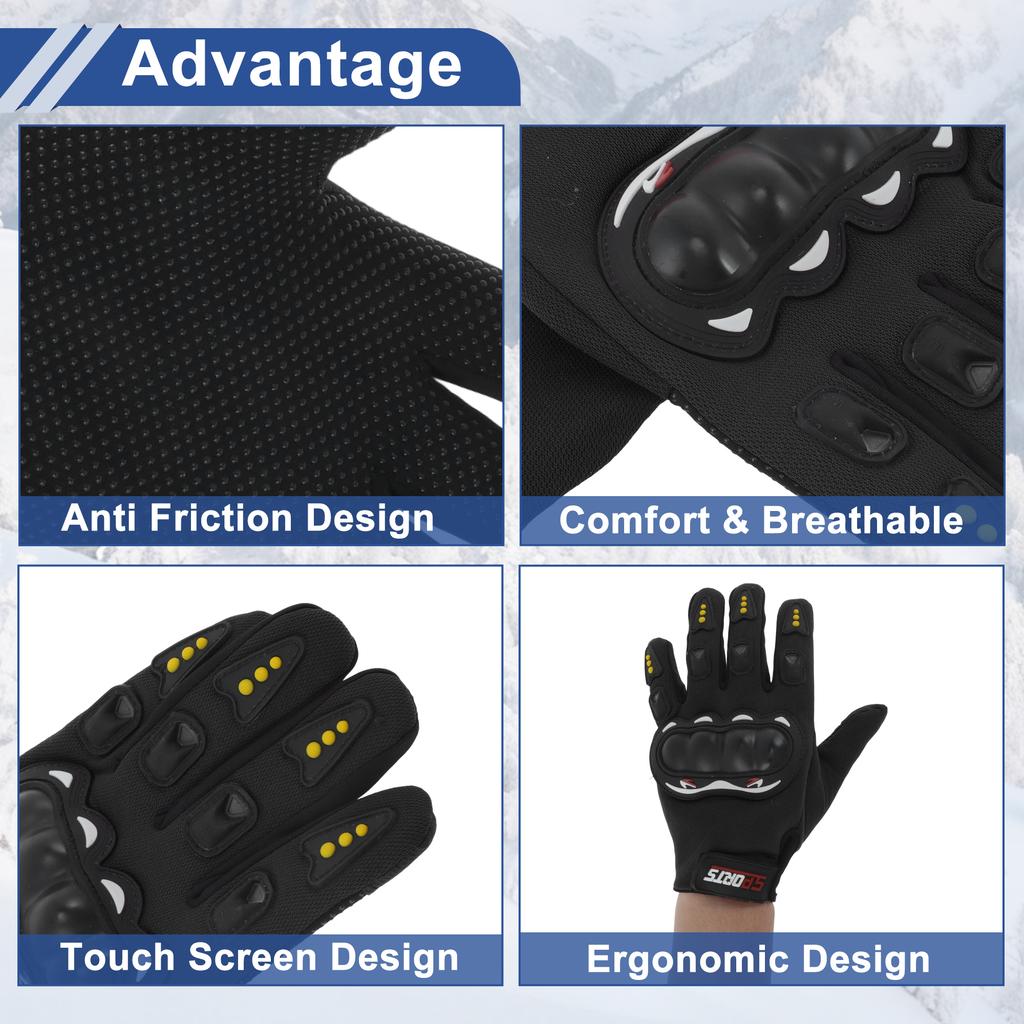 Motoforti Long Finger Gloves Motorcycle Gloves Cycling Gloves for Climbing Motorcycling Hiking Cycling Rubber/Plastic 19.5x11cm