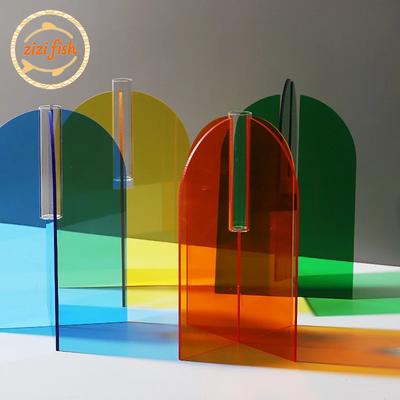 Colorful Rainbow Acrylic Vase Plant Pots Table Decoration Minimalist Geometric Flowers Arrangement Vases Room Aesthetic Decor