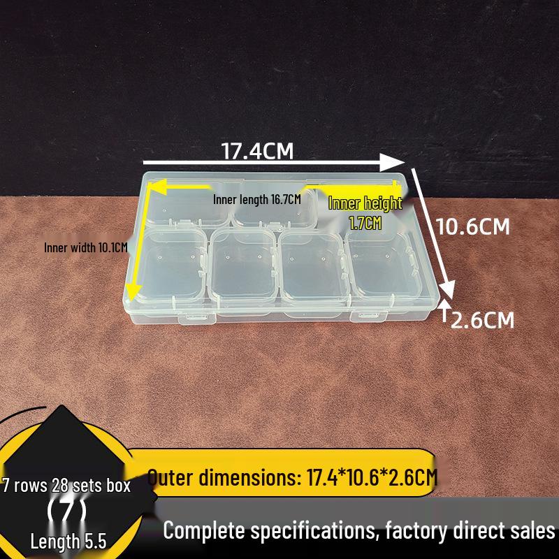7-Compartment Transparent Storage Box for Electronic Parts and Accessories