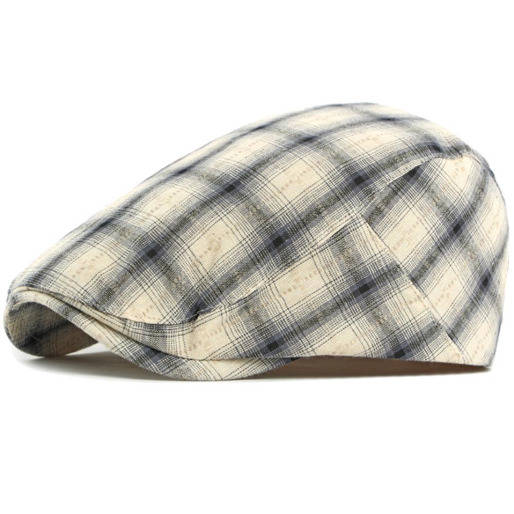HT5056 Mens Berets Women New Spring Summer Sun Cap Artist Painter Beret Hat Male Female Ivy Flat Cap Adjustable Plaid Beret Caps