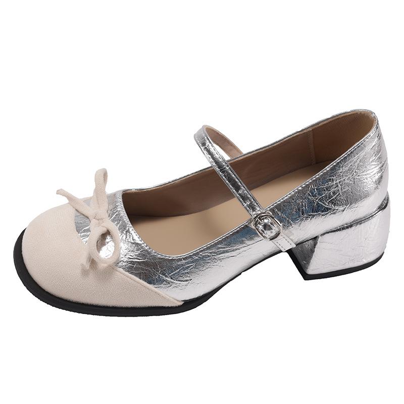 Red French retro light mouth thick heel heightening single shoes women's summer 2025 new with skirt round head Mary Jane shoes