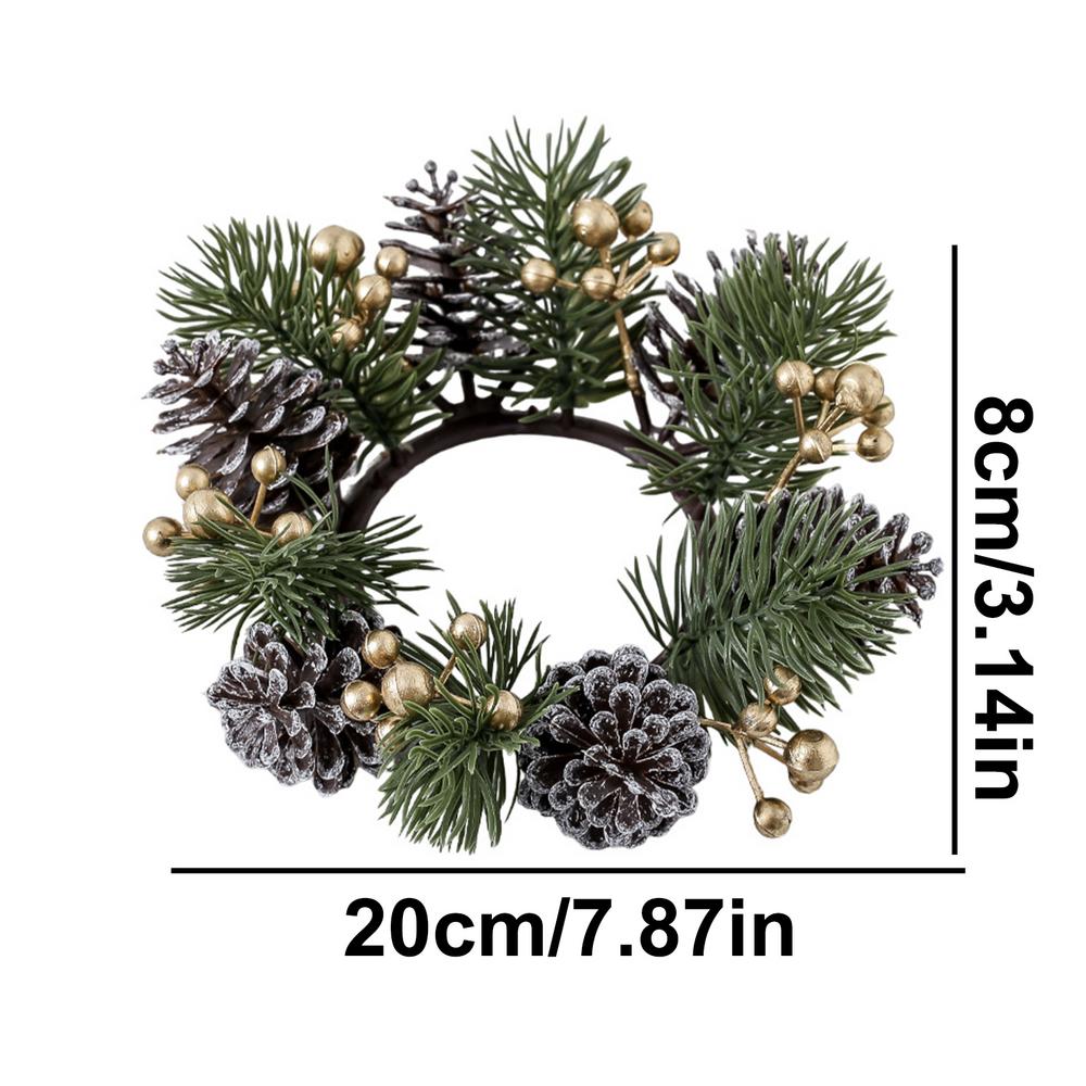 Christmas Candle Rings Wreaths Artificial Red Berry Candle Wreath Ring Eye-Catching Candle Holder Rings For Dinner Table Mantel