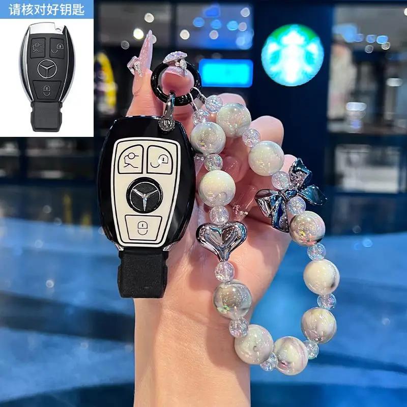 TGM3   Female Key Case for Mercedes Benz CLS CLA GL R SLK AMG A B C S Class 3 Button Remote Car Key Cover Holder Keychain Accessories